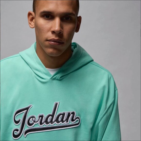 Jordan Flight MVP Men's Fleece Pullover Hoodie Green Large - Picture 1 of 11